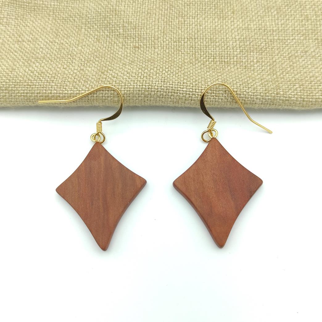 Boucles d'oreilles losanges en sorbier crochets fabriques en italie