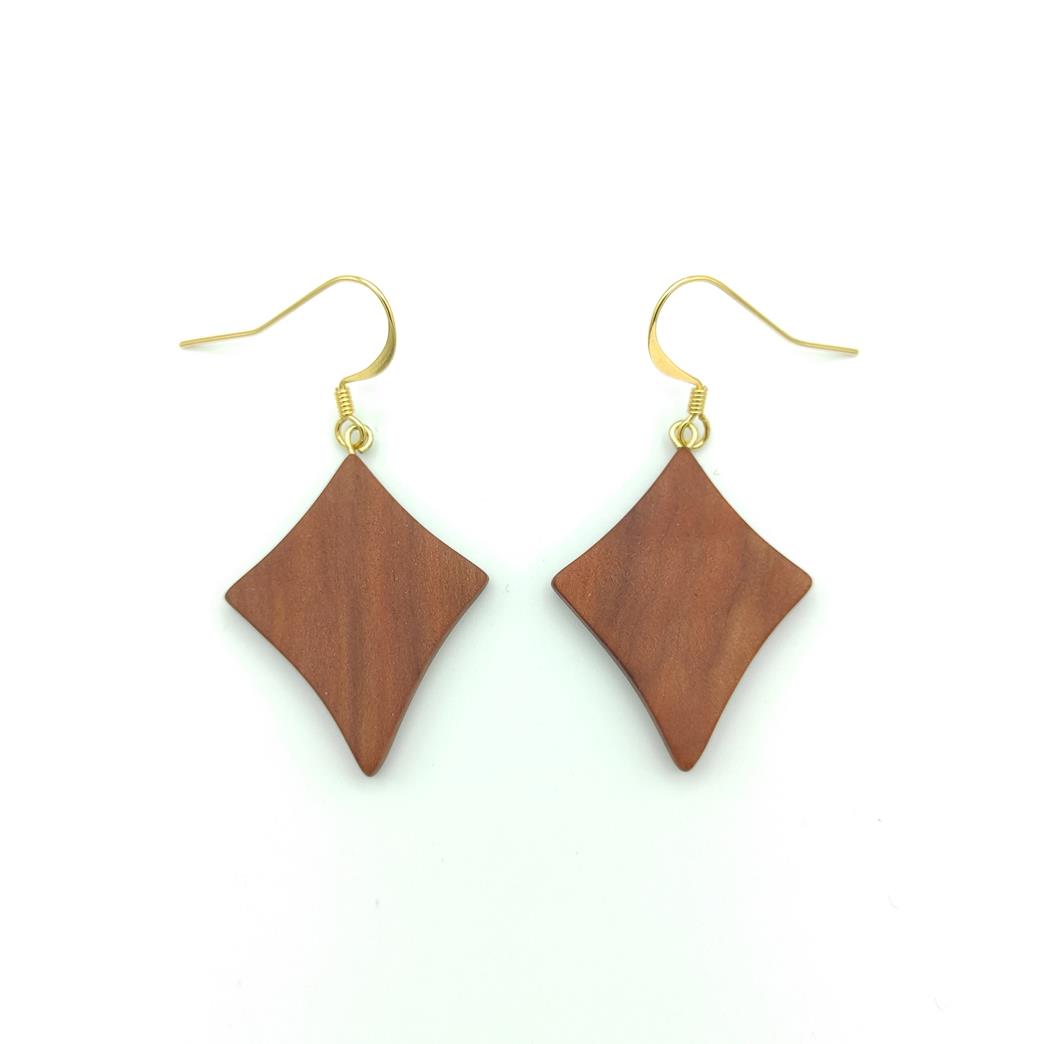 Boucles d'oreilles losanges en bois de sorbier – Image 4