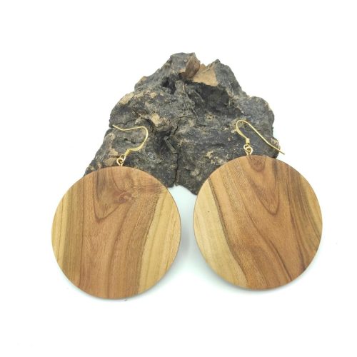 Boucles d'oreilles grandes créoles rondes en bois d'abricotier