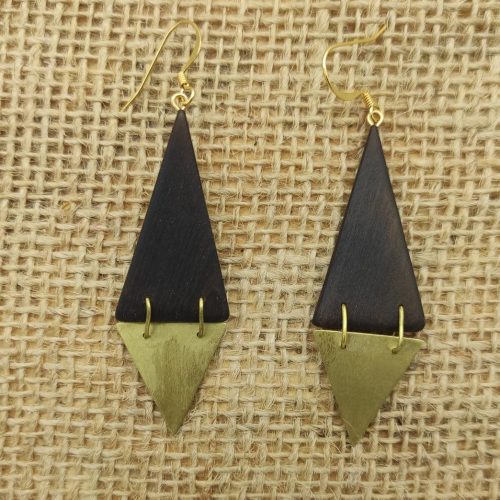 boucles triangles bois brûlé tilleul et laiton