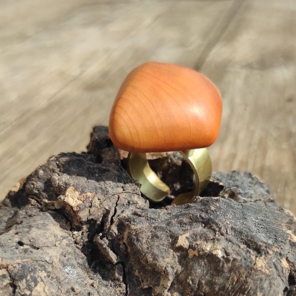 bague en bois de if et laiton