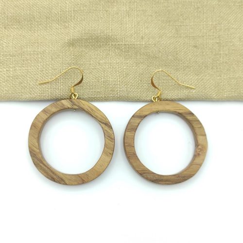 Créoles femme en bois de robinier crochets laiton origine italie