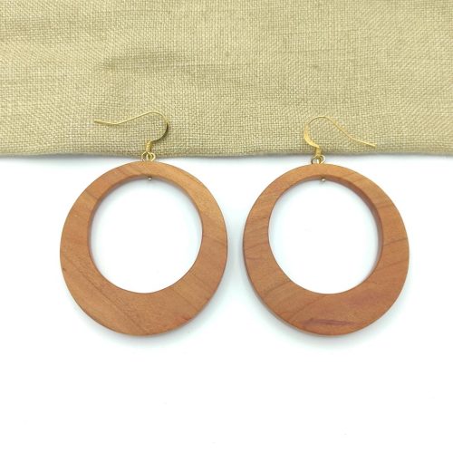 Grandes créoles femme en bois de prunier myrobolan