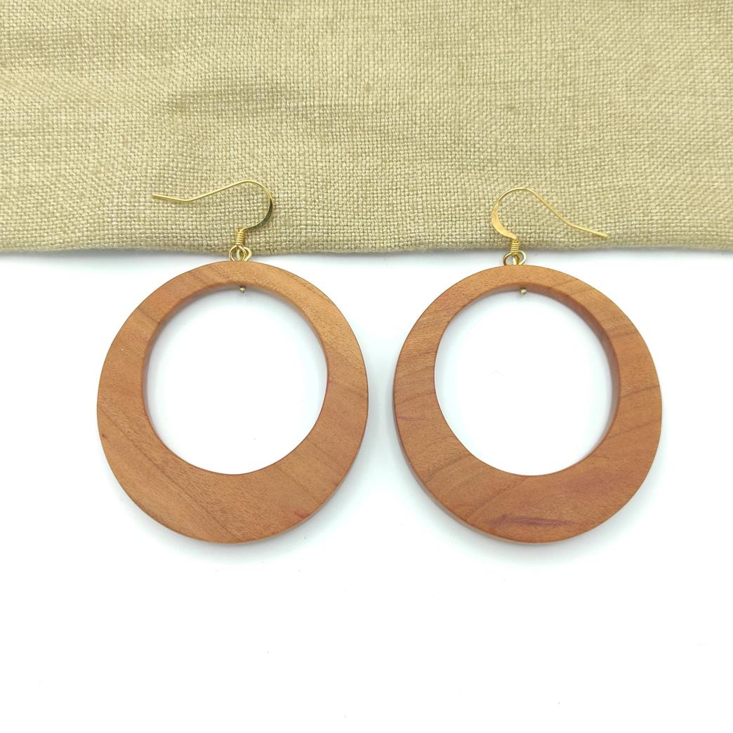 Grandes créoles femme en bois de prunier myrobolan