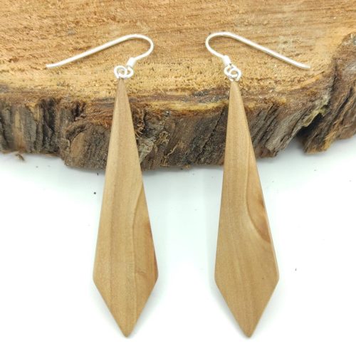 Boucles d'oreilles losanges en bois de poirier