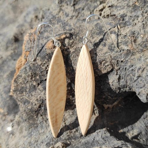 boucles d'oreilles en bois de platane et argent 925